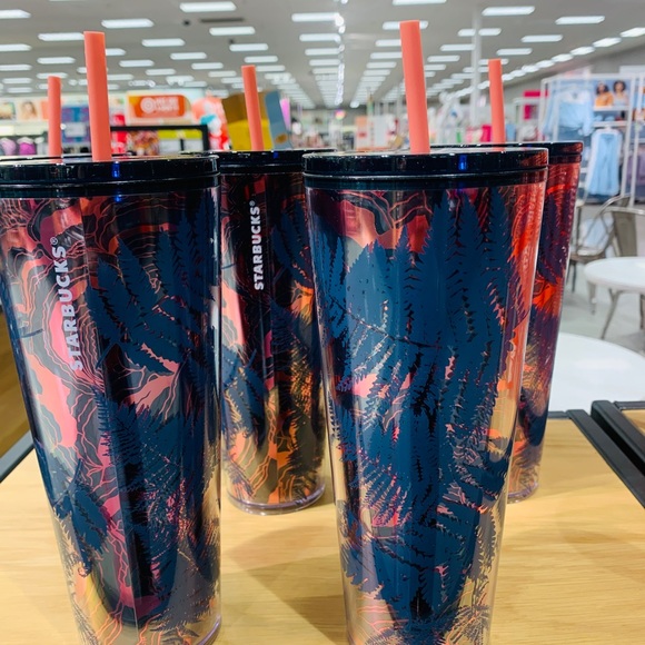 Starbucks Ocean Woodland Fern Tumbler Cold Cup 24oz New Fall 2022 Rose Gold Foil - Picture 5 of 16